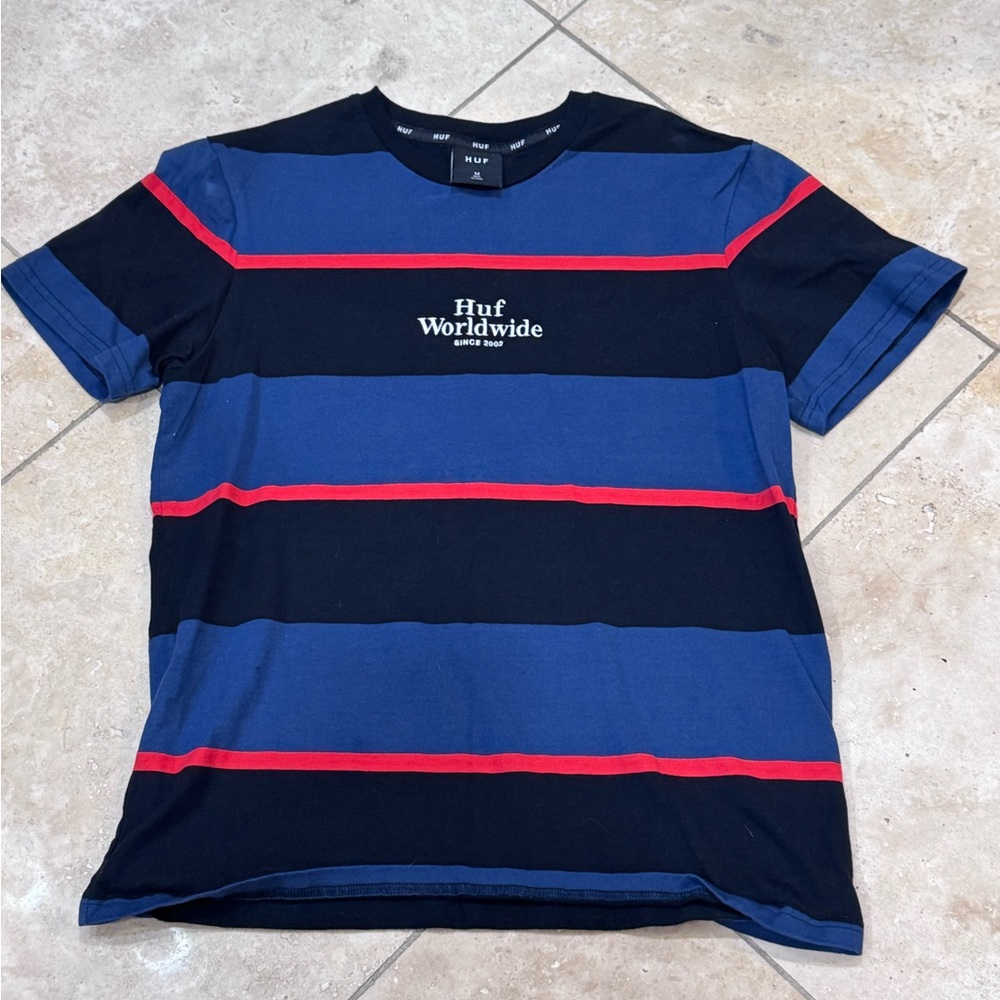 HUF Blue Striped T-Shirt - Picture 1 of 3